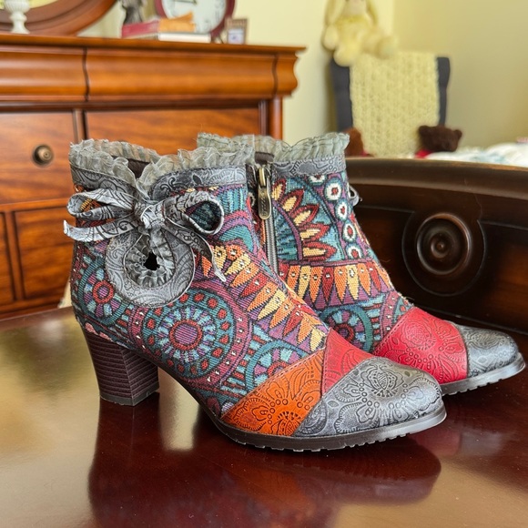 Colorful Patchwork Ankle Boots - Picture 1 of 7